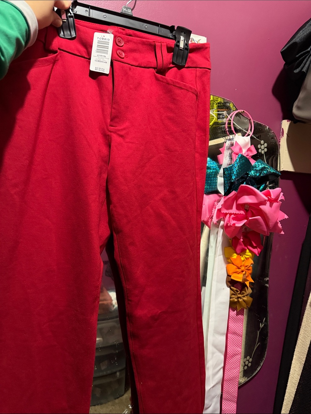 torrid Vibrant Red High-Waist Pants with Double Button